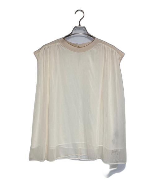 ROPE（ロペ）ROPE (ロペ) 楊柳ニットコンビブラウス【洗える】 ベージュ サイズ:38の古着・服飾アイテム