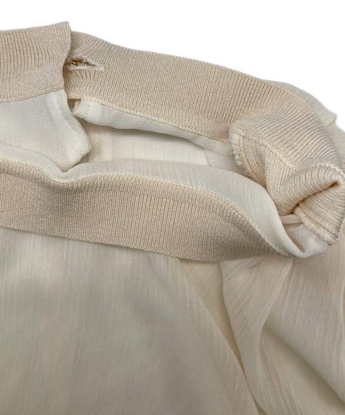 ROPE（ロペ）ROPE (ロペ) 楊柳ニットコンビブラウス【洗える】 ベージュ サイズ:38の古着・服飾アイテム