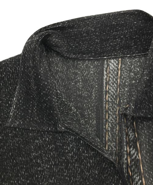 PLEATS PLEASE（プリーツプリーズ）PLEATS PLEASE (プリーツプリーズ) デニム転写プリーツブラウス ブラック サイズ:3の古着・服飾アイテム