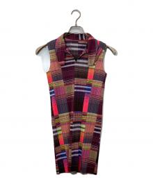 PLEATS PLEASE（プリーツプリーズ）の古着「スキッパーカラーブロックプリーツワンピース」｜マルチカラー