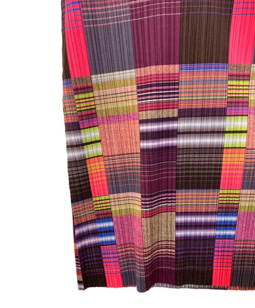 PLEATS PLEASE（プリーツプリーズ）PLEATS PLEASE (プリーツプリーズ) スキッパーカラーブロックプリーツワンピース マルチカラー サイズ:3の古着・服飾アイテム
