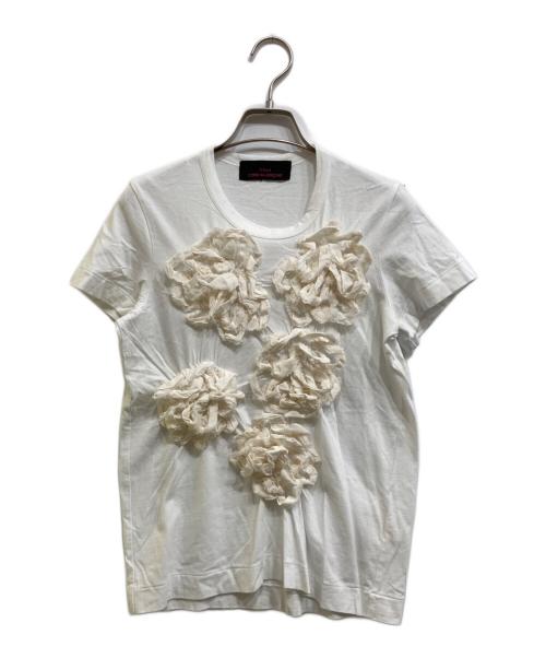 tricot COMME des GARCONS（トリココムデギャルソン）tricot COMME des GARCONS (トリココムデギャルソン) フラワーモチーフT/TQ-T215 ホワイト サイズ:Sの古着・服飾アイテム