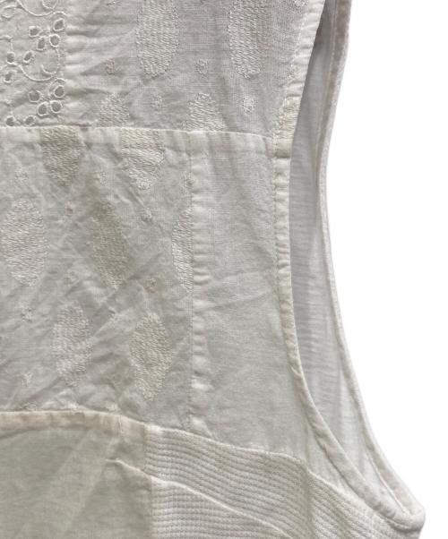 45R（フォーティファイブ・アール）45R (フォーティファイブ・アール) パッチワークノースリーブブラウス ホワイト サイズ:2の古着・服飾アイテム