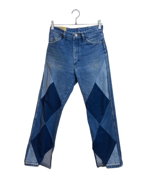 seven by seven（セブンバイセブン）seven by seven (セブンバイセブン) ダイヤパッチスリットデニムパンツ ブルー サイズ:XSの古着・服飾アイテム