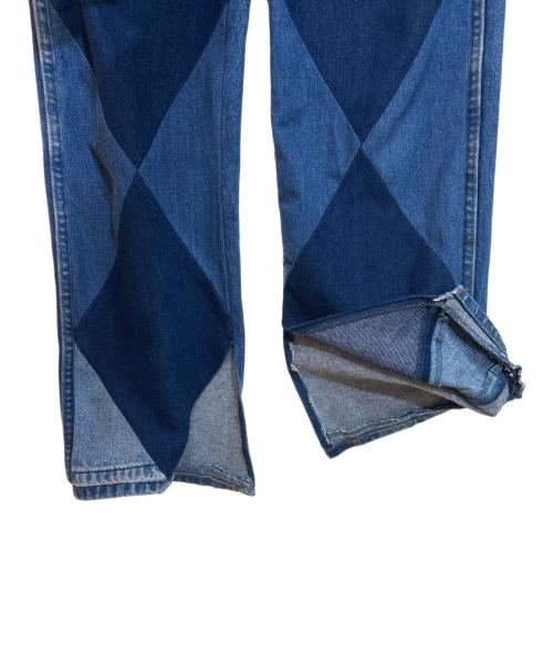 seven by seven（セブンバイセブン）seven by seven (セブンバイセブン) ダイヤパッチスリットデニムパンツ ブルー サイズ:XSの古着・服飾アイテム