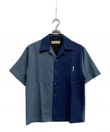 マルニ　オープンカラー切り替え半袖シャツ　44 中古・古着通販】MARNI (マルニ) 切替オープンカラーシャツ ブルー