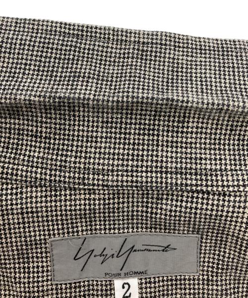 Yohji Yamamoto pour homme（ヨウジヤマモト プールオム）Yohji Yamamoto pour homme (ヨウジヤマモト プールオム) 千鳥オープンカラーリネンシャツ グレー サイズ:2の古着・服飾アイテム
