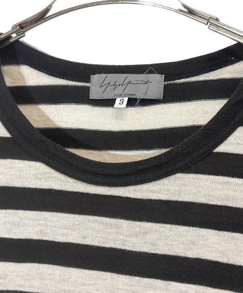 Yohji Yamamoto pour homme（ヨウジヤマモト プールオム）Yohji Yamamoto pour homme (ヨウジヤマモト プールオム) ボーダーTシャツ ブラック×ベージュ サイズ:3の古着・服飾アイテム