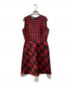 BOUTIQUE MOSCHINOブティック モスキーノ）の古着「千鳥柄ワンピース」｜ブラック×レッド