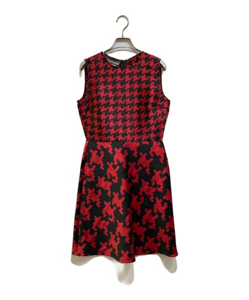 BOUTIQUE MOSCHINO（ブティック モスキーノ）BOUTIQUE MOSCHINO (ブティック モスキーノ) 千鳥柄ワンピース ブラック×レッド サイズ:40の古着・服飾アイテム