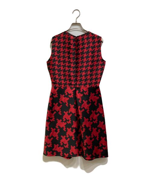 BOUTIQUE MOSCHINO（ブティック モスキーノ）BOUTIQUE MOSCHINO (ブティック モスキーノ) 千鳥柄ワンピース ブラック×レッド サイズ:40の古着・服飾アイテム
