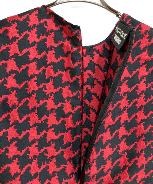 BOUTIQUE MOSCHINO（ブティック モスキーノ）BOUTIQUE MOSCHINO (ブティック モスキーノ) 千鳥柄ワンピース ブラック×レッド サイズ:40の古着・服飾アイテム