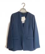 INDIVIインディヴィ）の古着「ストレッチノーカラージャケット/127-45003」｜グリーン