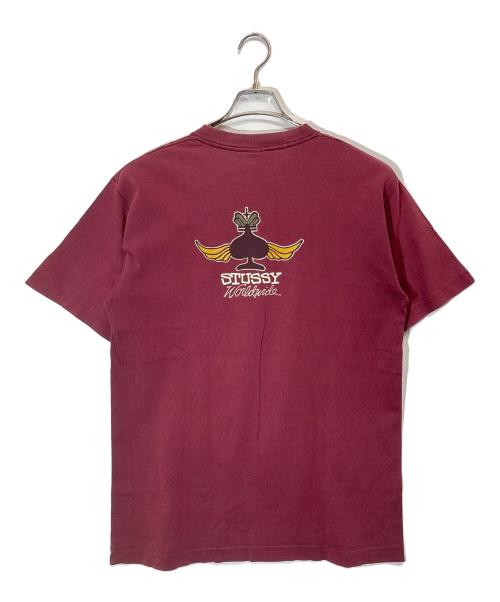 stussy（ステューシー）stussy (ステューシー) スペードロゴプリントTシャツ ボルドー サイズ:Lの古着・服飾アイテム