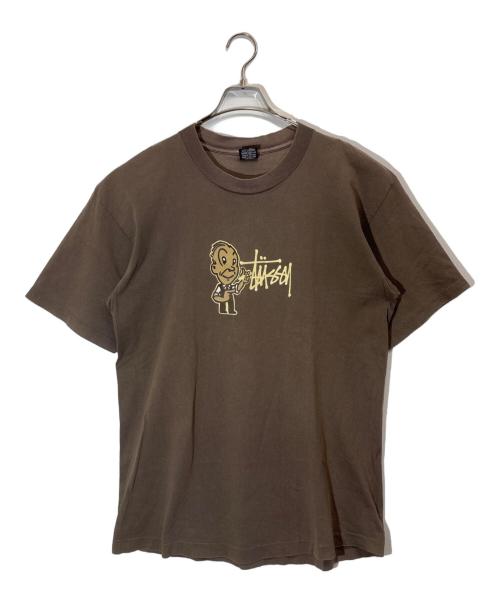 stussy（ステューシー）stussy (ステューシー) プリントTシャツ ブラウン サイズ:XLの古着・服飾アイテム
