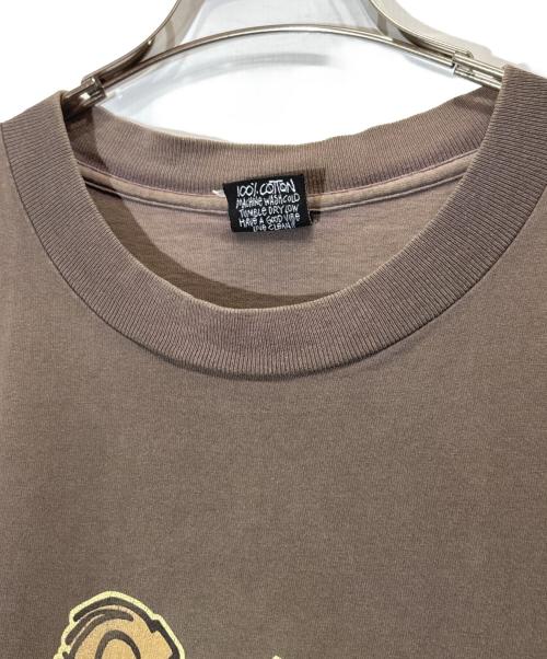 stussy（ステューシー）stussy (ステューシー) プリントTシャツ ブラウン サイズ:XLの古着・服飾アイテム