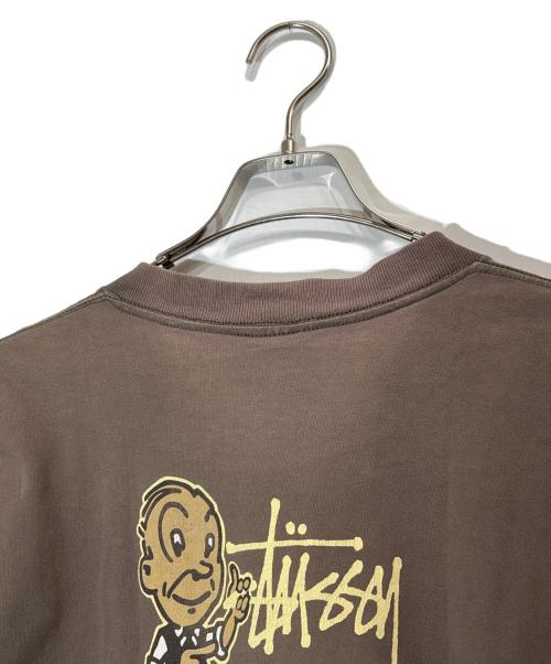 stussy（ステューシー）stussy (ステューシー) プリントTシャツ ブラウン サイズ:XLの古着・服飾アイテム