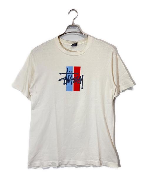 stussy（ステューシー）stussy (ステューシー) ボロプリントTシャツ ホワイト サイズ:Lの古着・服飾アイテム