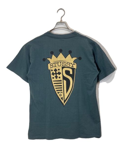 stussy（ステューシー）stussy (ステューシー) クラウンエンブレムプリントTシャツ ブルー サイズ:Lの古着・服飾アイテム