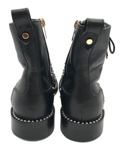 JIMMY CHOO（ジミーチュウ）JIMMY CHOO (ジミーチュウ) パールスタッズショートブーツ ブラック サイズ:36の古着・服飾アイテム