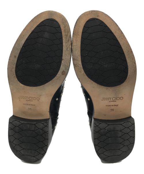 JIMMY CHOO（ジミーチュウ）JIMMY CHOO (ジミーチュウ) パールスタッズショートブーツ ブラック サイズ:36の古着・服飾アイテム