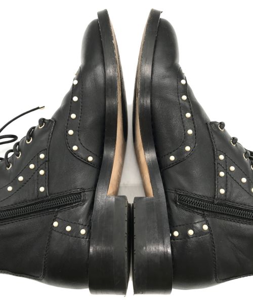 JIMMY CHOO（ジミーチュウ）JIMMY CHOO (ジミーチュウ) パールスタッズショートブーツ ブラック サイズ:36の古着・服飾アイテム
