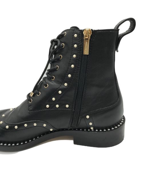 JIMMY CHOO（ジミーチュウ）JIMMY CHOO (ジミーチュウ) パールスタッズショートブーツ ブラック サイズ:36の古着・服飾アイテム