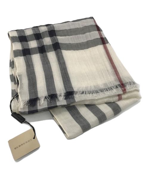 BURBERRY（バーバリー）BURBERRY (バーバリー) ウールシルクチェックストール ベージュの古着・服飾アイテム