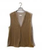 BALLSEYボールジィ）の古着「マットベロア Vネックベスト」｜ベージュ