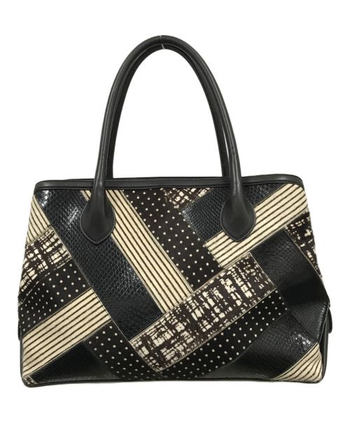 Salvatore Ferragamo（サルヴァトーレ フェラガモ）Salvatore Ferragamo (サルヴァトーレ フェラガモ) パッチワークトートバッグ ブラックの古着・服飾アイテム