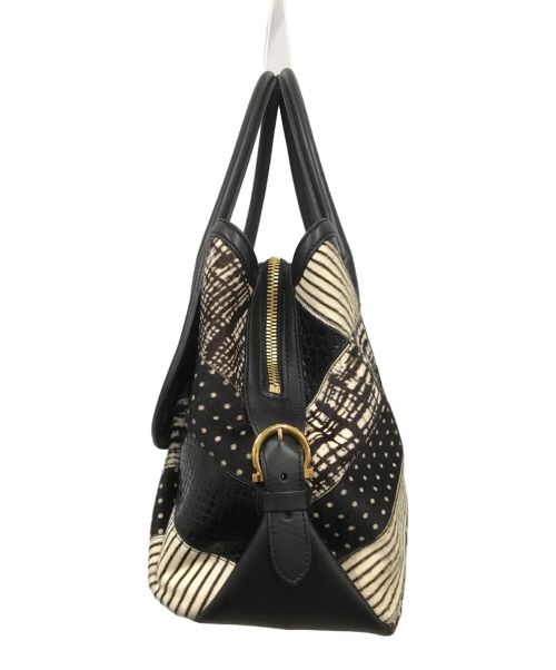 Salvatore Ferragamo（サルヴァトーレ フェラガモ）Salvatore Ferragamo (サルヴァトーレ フェラガモ) パッチワークトートバッグ ブラックの古着・服飾アイテム