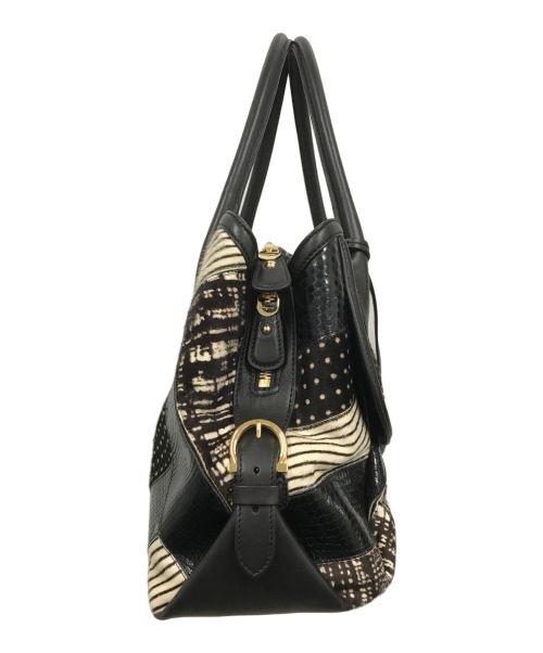 Salvatore Ferragamo（サルヴァトーレ フェラガモ）Salvatore Ferragamo (サルヴァトーレ フェラガモ) パッチワークトートバッグ ブラックの古着・服飾アイテム