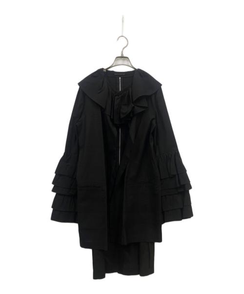 YOHJI YAMAMOTO（ヨウジヤマモト）YOHJI YAMAMOTO (ヨウジヤマモト) ギャザー フリル ドレス コート/FC-J13-964 ブラック サイズ:Sの古着・服飾アイテム