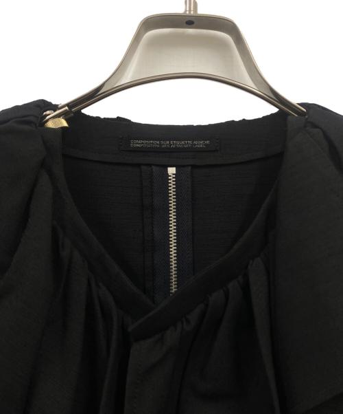 YOHJI YAMAMOTO（ヨウジヤマモト）YOHJI YAMAMOTO (ヨウジヤマモト) ギャザー フリル ドレス コート/FC-J13-964 ブラック サイズ:Sの古着・服飾アイテム