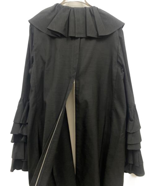 YOHJI YAMAMOTO（ヨウジヤマモト）YOHJI YAMAMOTO (ヨウジヤマモト) ギャザー フリル ドレス コート/FC-J13-964 ブラック サイズ:Sの古着・服飾アイテム