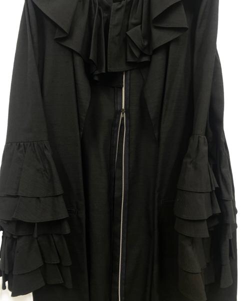 YOHJI YAMAMOTO（ヨウジヤマモト）YOHJI YAMAMOTO (ヨウジヤマモト) ギャザー フリル ドレス コート/FC-J13-964 ブラック サイズ:Sの古着・服飾アイテム