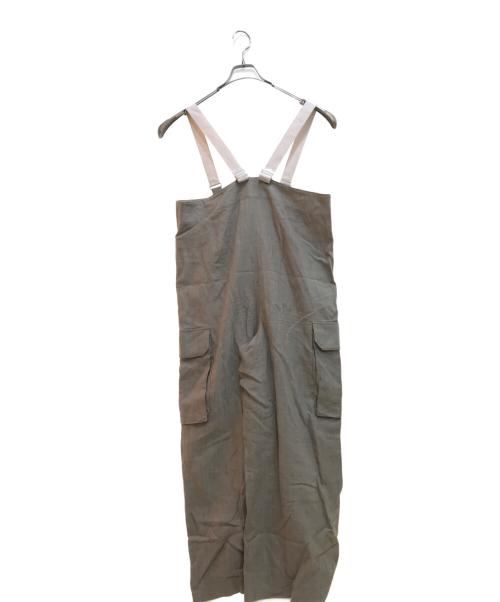 IENA LA BOUCLE（イエナ ラ ブークル）IENA LA BOUCLE (イエナ ラ ブークル) リネンコットンヘリンボン サスペンダーパンツ2サロペット/23030914152030 オリーブ サイズ:36の古着・服飾アイテム