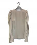 anuansアニュアンス）の古着「グロスサテンドレープショルダーブラウス」｜アイボリー