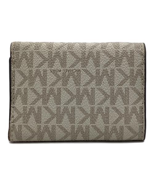 MICHAEL KORS（マイケル・コース）MICHAEL KORS (マイケルコース) シグネチャー3つ折り財布 ホワイト×ブラウンの古着・服飾アイテム