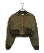 &ellecyアンドエルシー）の古着「ショートブルゾン」｜カーキ