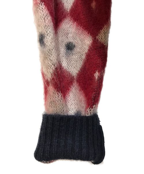 Needles（ニードルズ）Needles (ニードルズ) Mohair Cardigan - Diamond/NS280 レッド×ネイビー サイズ:Lの古着・服飾アイテム