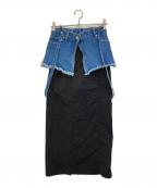 MAISON SPECIALメゾンスペシャル）の古着「デニムレイヤードスカート」｜ブラック