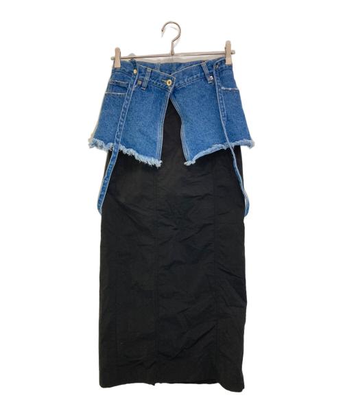 MAISON SPECIAL（メゾンスペシャル）MAISON SPECIAL (メゾンスペシャル) デニムレイヤードスカート ブラック サイズ:36の古着・服飾アイテム