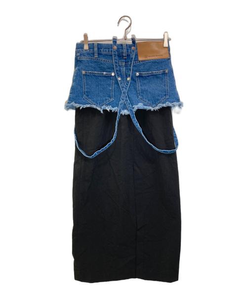MAISON SPECIAL（メゾンスペシャル）MAISON SPECIAL (メゾンスペシャル) デニムレイヤードスカート ブラック サイズ:36の古着・服飾アイテム