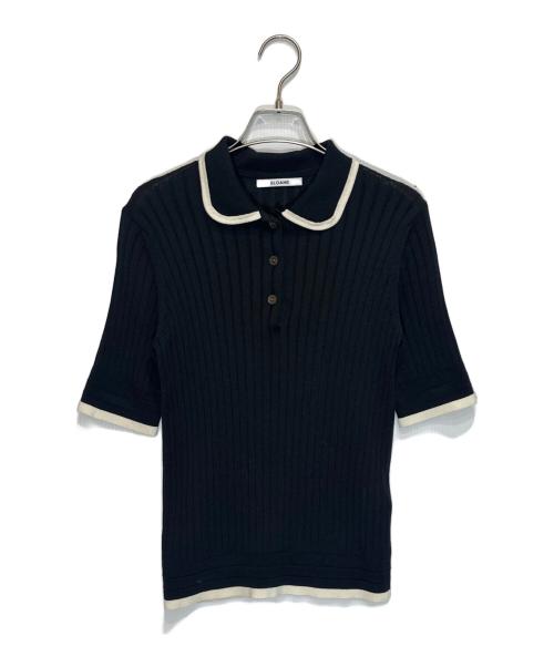 SLOANE（スローン）SLOANE (スローン) 12Gワイドリブ コットン×シルクバイカラー半袖丸襟ポロ/SL8S-620 ブラック サイズ:3の古着・服飾アイテム