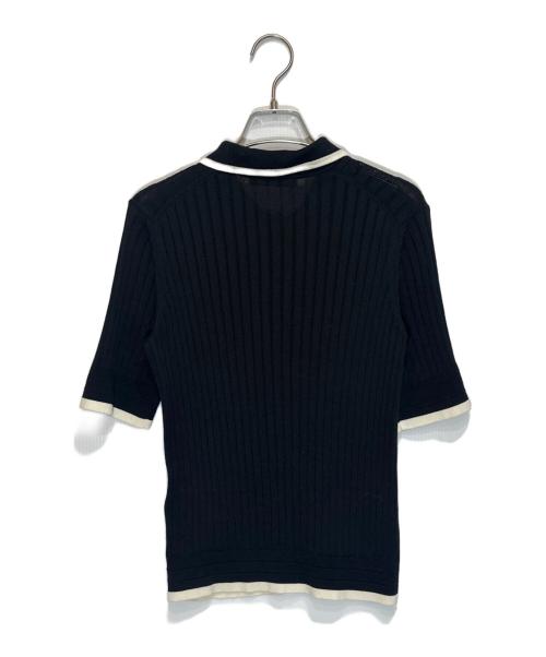 SLOANE（スローン）SLOANE (スローン) 12Gワイドリブ コットン×シルクバイカラー半袖丸襟ポロ/SL8S-620 ブラック サイズ:3の古着・服飾アイテム