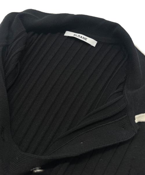 SLOANE（スローン）SLOANE (スローン) 12Gワイドリブ コットン×シルクバイカラー半袖丸襟ポロ/SL8S-620 ブラック サイズ:3の古着・服飾アイテム