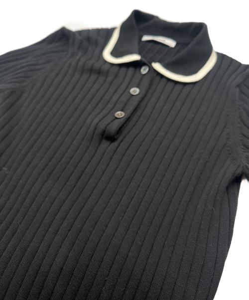 SLOANE（スローン）SLOANE (スローン) 12Gワイドリブ コットン×シルクバイカラー半袖丸襟ポロ/SL8S-620 ブラック サイズ:3の古着・服飾アイテム