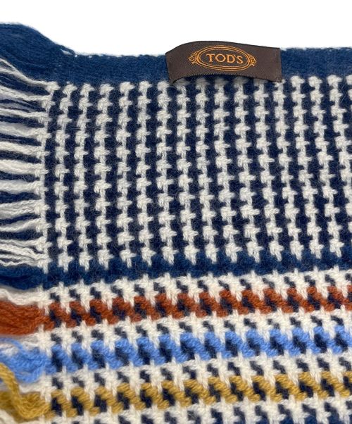 TOD'S（トッズ）TOD'S (トッズ) カシミヤチェックマフラー ブルー×ホワイト サイズ:-の古着・服飾アイテム
