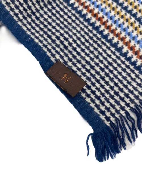 TOD'S（トッズ）TOD'S (トッズ) カシミヤチェックマフラー ブルー×ホワイト サイズ:-の古着・服飾アイテム